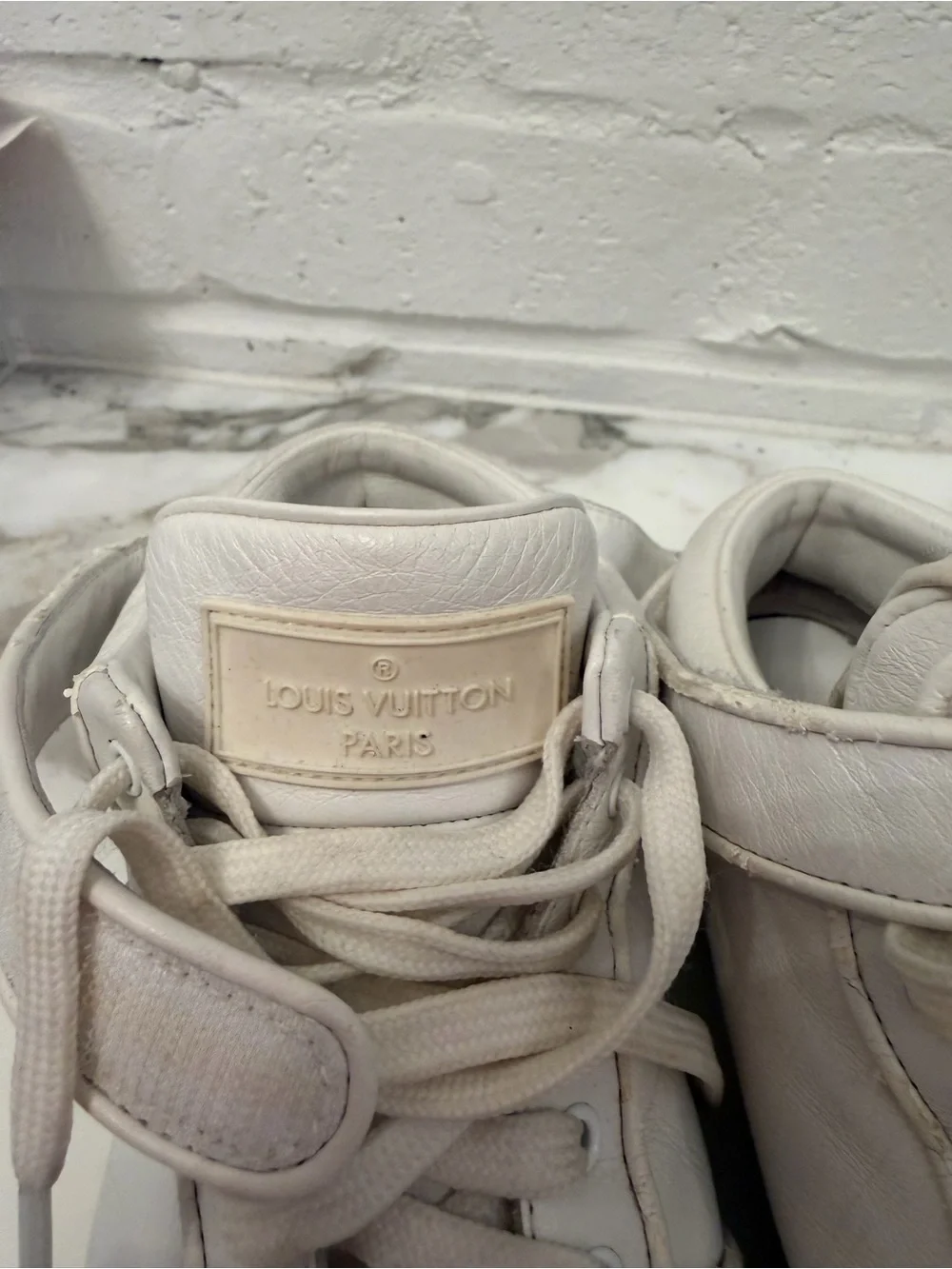Louis Vuitton White Cream High-Top Sneakers